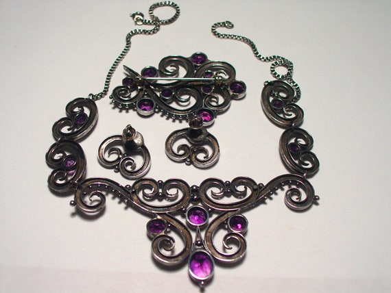 Magnificent VICTORIAN Sterling Silver and Amethys… - image 3