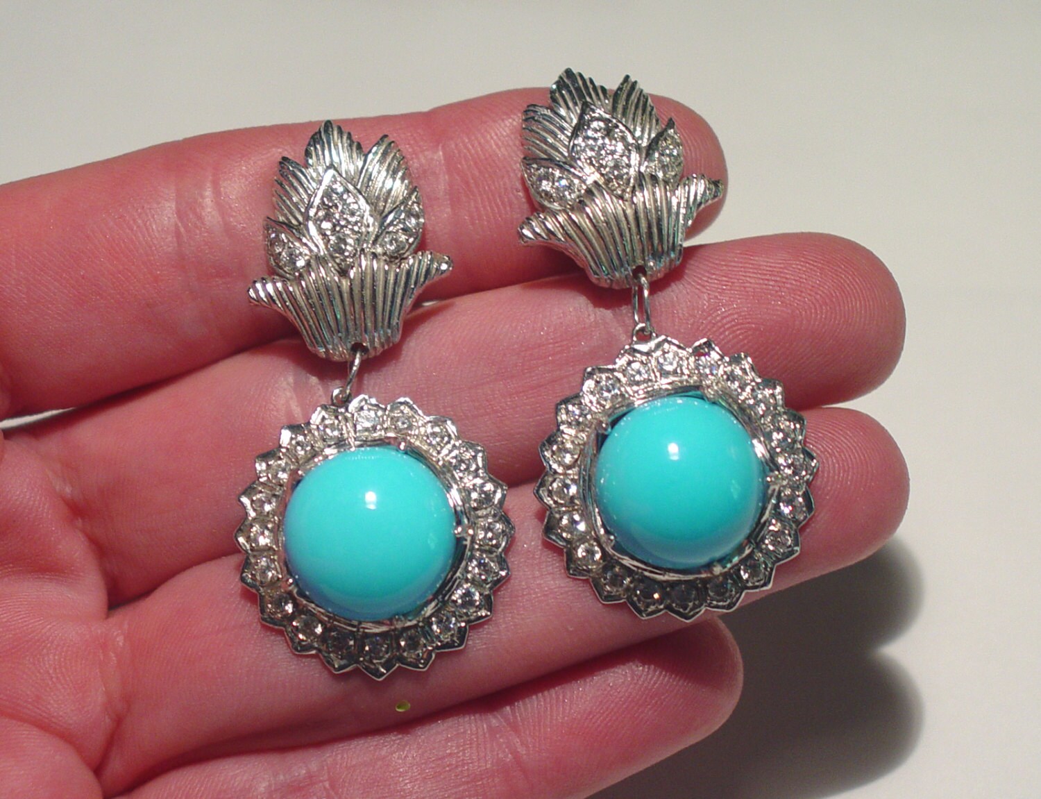 [LAZYDAWN] antique piece earring ピアス☆ Large Art Deco Retro 14K White Gold 1.7 Carat DIAMOND Halo