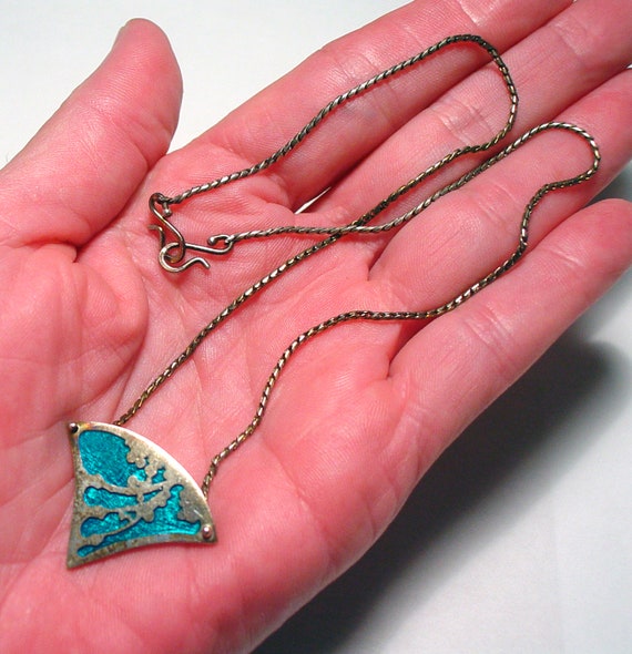 Jugendstil Art Nouveau Sterling Silver and Enamel Necklace, Signed KRUPP