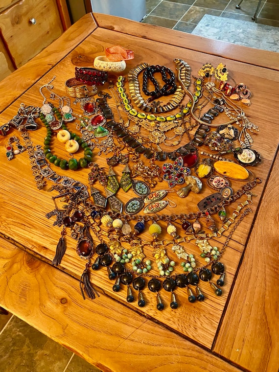 Huge Art Deco Jewelry Collection Lot, Necklaces, … - image 1