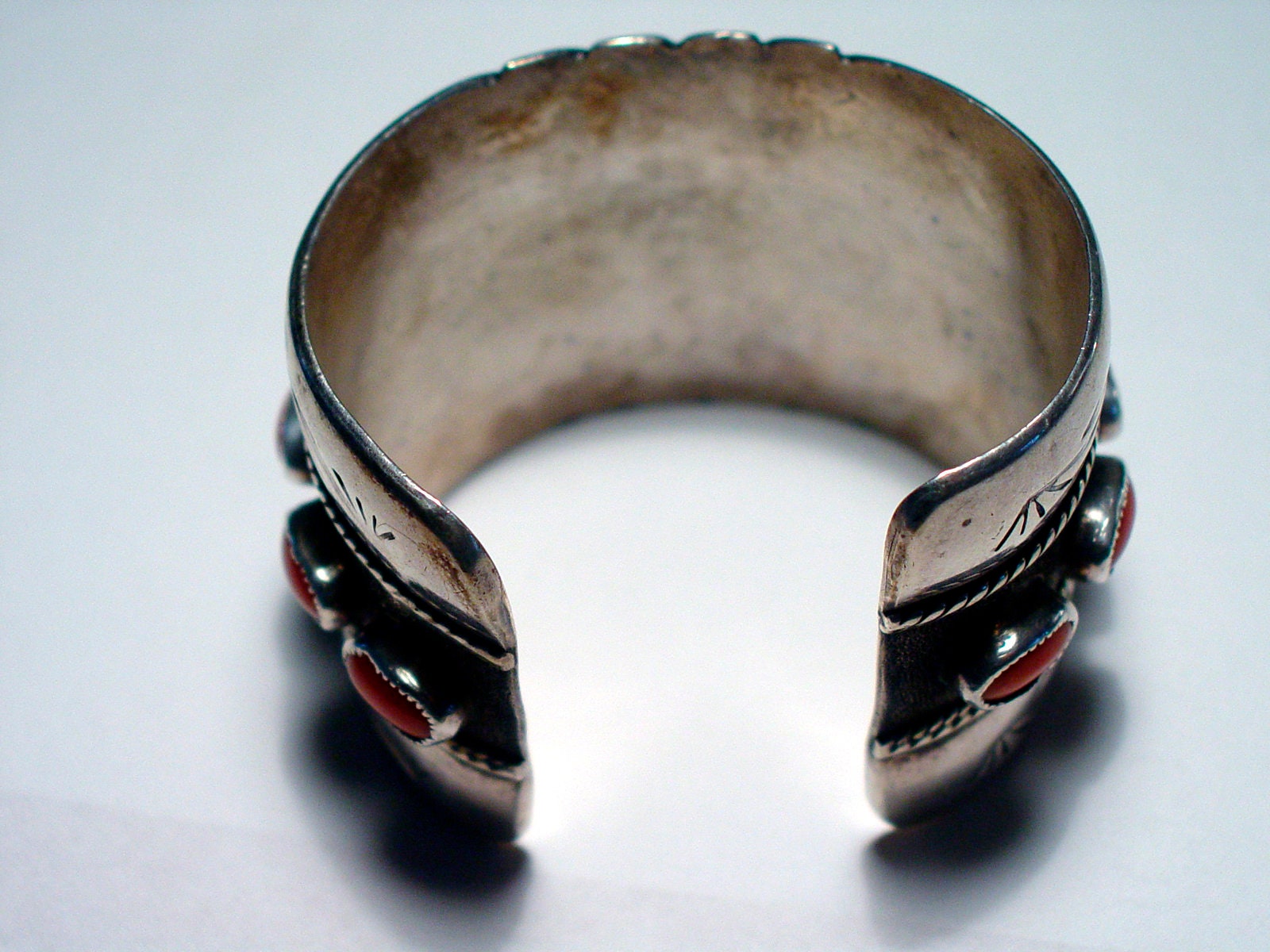 Huge Navajo Sterling Silver and CORAL Native American Cuff Bracelet ...