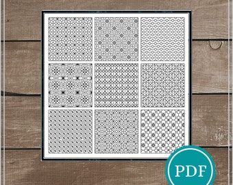 Blackwork Sampler Embroidery Pattern Digital Download, Blackwork, Embroidery, Beginner Friendly, Modern Art