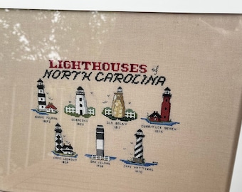 Lighthouses of North Carolina Digital Cross Stitch Pattern Download, Outer Banks, Cross Stitch Pattern PDF