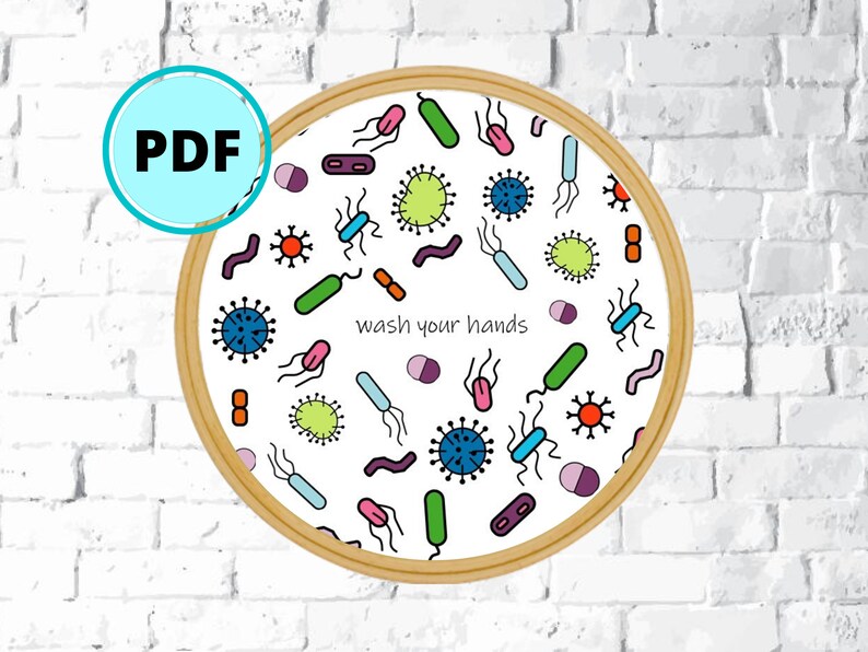 Wash Your Hands EMBROIDERY Pattern Digital Download Germs Etsy