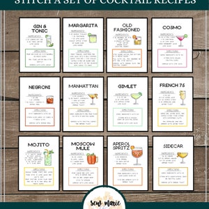 Aperol Spritz Cocktail Recipe Cross Stitch Pattern Digital Download ...