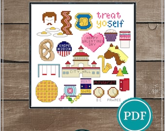 Parks and Recreation TV Show Cross Stitch Pattern Digital Download, Fandom Cross Stitch, Nerdy Geeky Cross Stitch