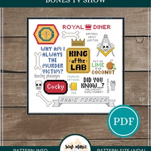 Bones TV Show Cross Stitch Pattern Digital Download, Fandom Cross Stitch, Science Cross Stitch, Nerdy Geeky Cross Stitch