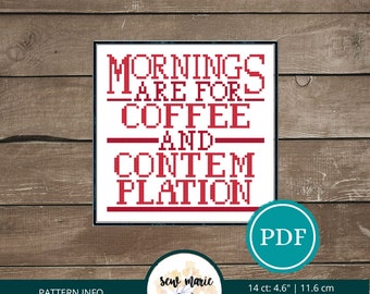 Mornings are for Coffee and Contemplation Cross Stitch Pattern Digital Download, Fandom Cross Stitch, Geeky Cross Stitch, Stranger Things