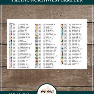 Pacific Northwest Sampler Cross Stitch Digital Download, PNW Region Sampler, Cascadia Cross Stitch Pattern, Oregon, Washington image 6