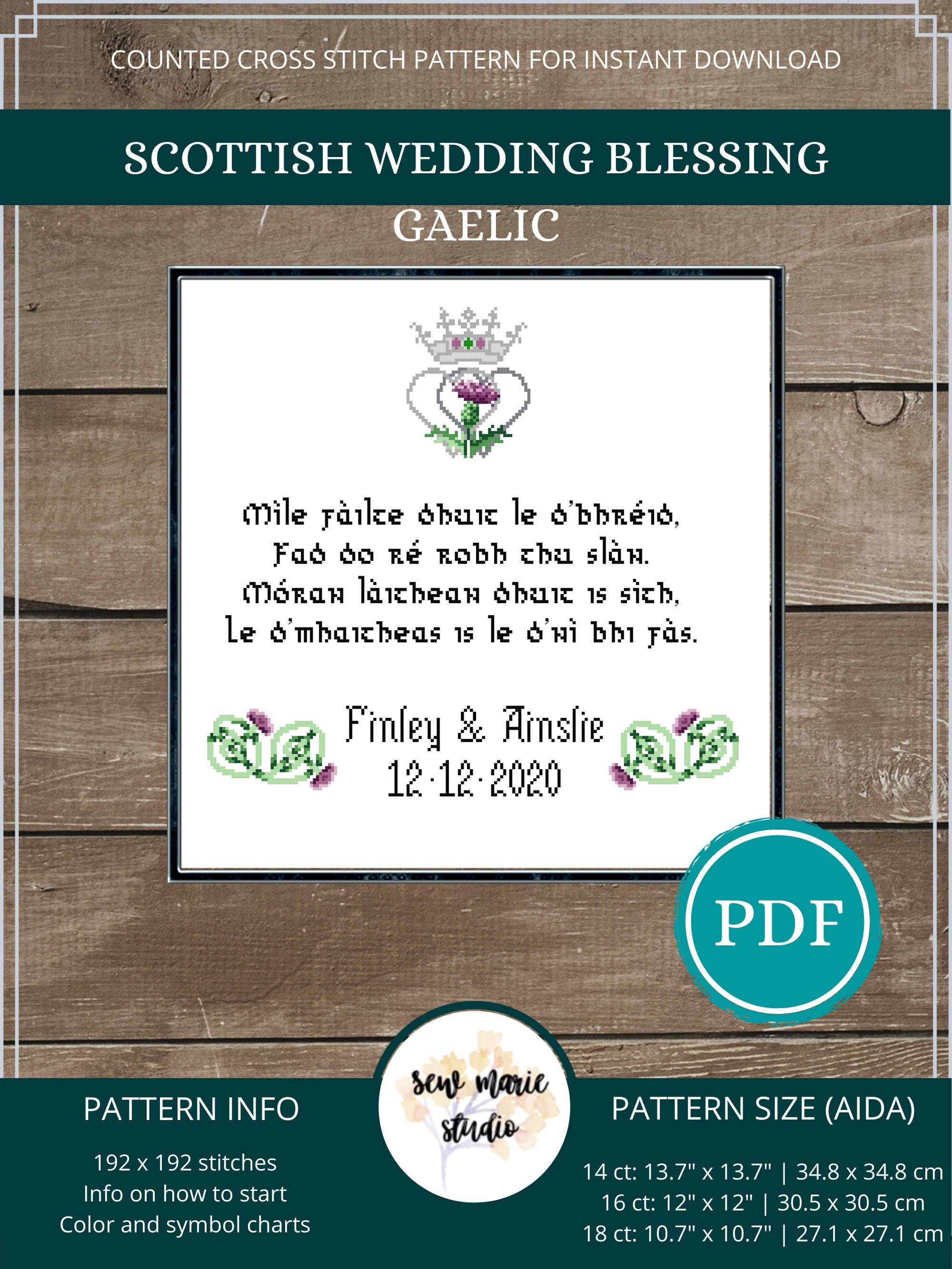 Scottish Wedding Blessing Gaelic Cross Stitch Pattern Digital Etsy