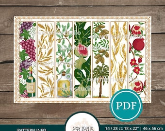 Seven Species of the Land Cross Stitch Pattern, Judaica (PDF Download)