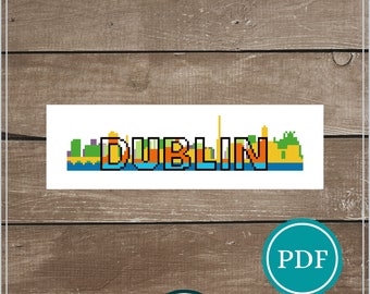 Dublin Skyline Digital Cross Stitch Pattern Download, PDF Cross Stitch Pattern, Cityscape Cross Stitch Pattern, Modern Cross Stitch