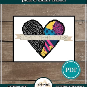 Jack und Sally Herz Kreuzstich Muster Digitaler Download, einfach so sein