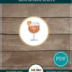 Mini Aperol Spritz Cross Stitch Pattern, Cross Stitch Pattern Digital Download, Cocktail Cross Stitch, Bar Decor, Gifts