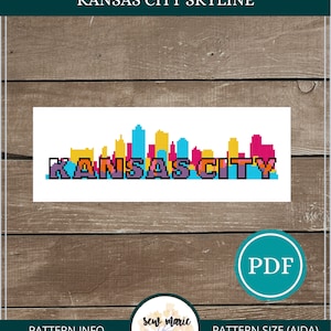 Kansas City Skyline Digital Cross Stitch Pattern Download, PDF Cross Stitch Pattern, Cityscape Cross Stitch Pattern, Modern Cross Stitch