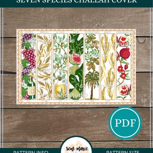 Seven Species Challah Cover Cross Stitch Pattern Download, Judaica, Jewish Cross Stitch Pattern PDF, Heirloom, Home Decor, Wall Decor image 2