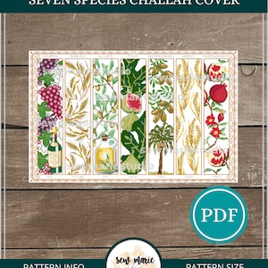 Seven Species Challah Cover Cross Stitch Pattern Download, Judaica, Jewish Cross Stitch Pattern PDF, Heirloom, Home Decor, Wall Decor