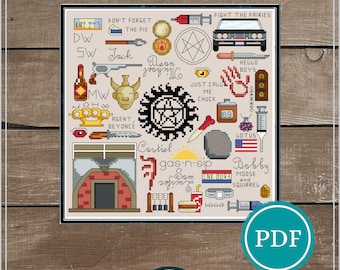 Supernatural Cross Stitch Pattern Digital Download, Fandom Cross Stitch, Geeky Cross Stitch, Sam and Dean, Winchesters