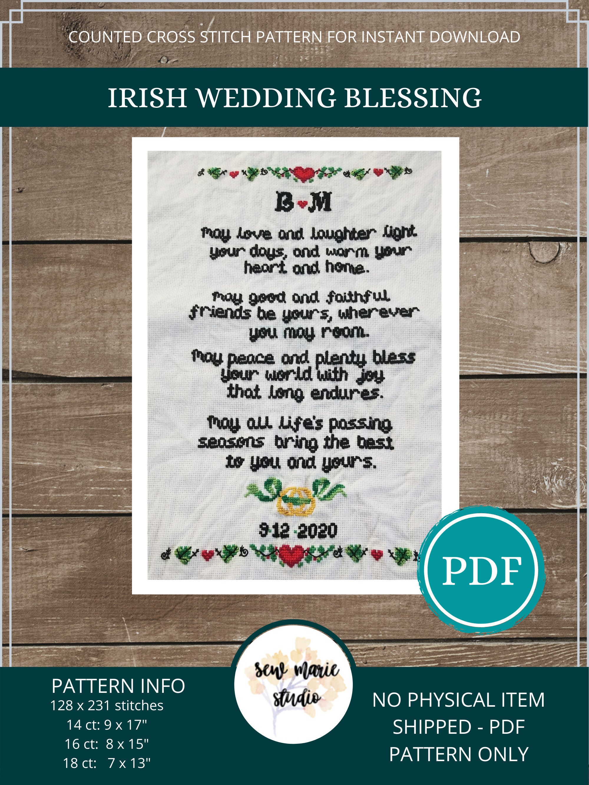 Irish Wedding Blessing Cross Stitch Pattern Digital Download Etsy Israel
