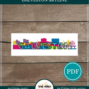 Galveston Skyline Digital Cross Stitch Pattern Download, PDF Cross Stitch Pattern, Cityscape Cross Stitch Pattern, Modern Cross Stitch