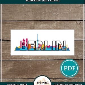 Berlin Skyline Digital Cross Stitch Pattern Download, PDF Cross Stitch Pattern, Cityscape Cross Stitch Pattern, Modern Cross Stitch