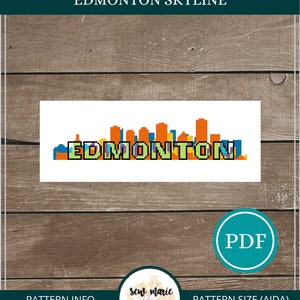 Edmonton Canada Skyline Digital Cross Stitch Pattern Download, PDF Cross Stitch Pattern, Cityscape Cross Stitch Pattern, Modern Cross Stitch