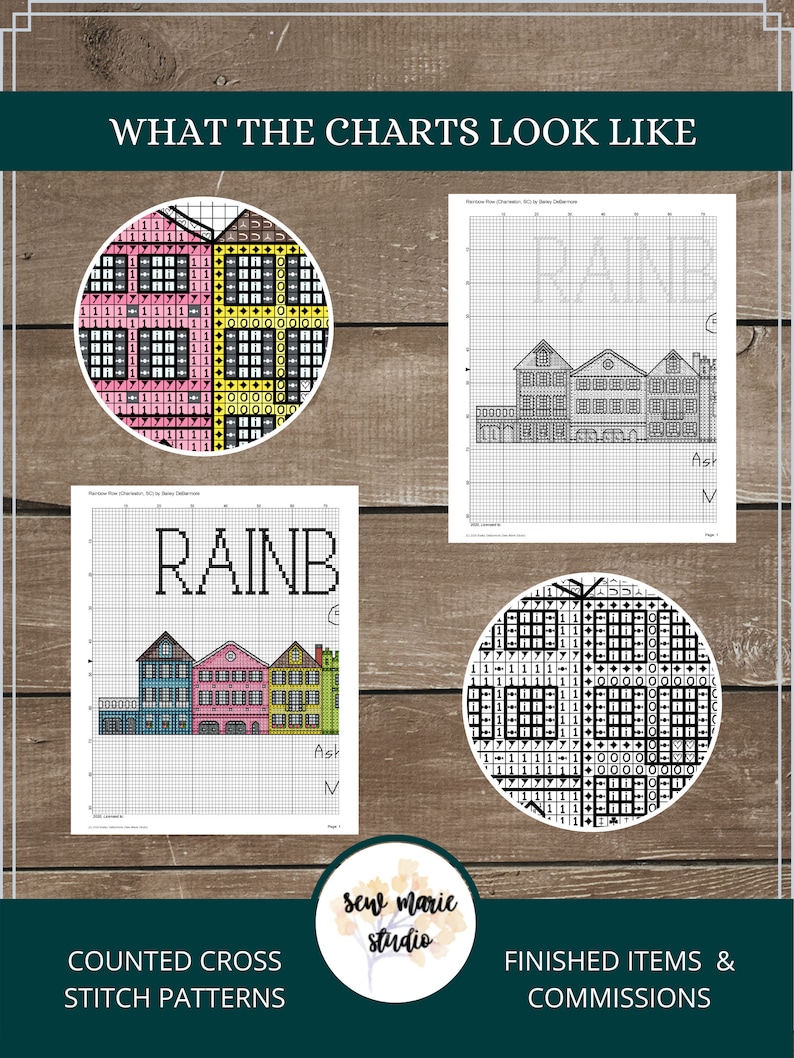 Rainbow Row Charleston South Carolina Digital Cross Stitch Etsy