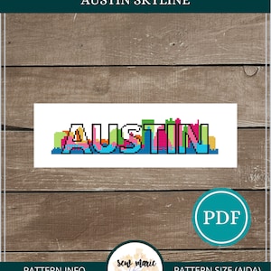 Austin Skyline Digital Cross Stitch Pattern Download, Instant PDF Cross Stitch Pattern, Cityscape Cross Stitch Pattern, Modern Cross Stitch