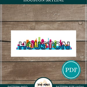 Houston Skyline Digital Cross Stitch Pattern Download, PDF Cross Stitch Pattern, Cityscape Cross Stitch Pattern, Modern Cross Stitch