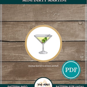 May include: A counted cross stitch pattern for a mini dirty martini, with a 42 x 42 stitch count. The pattern is available as a PDF download. The pattern size is 3 inches (7.6 cm) on 14 count Aida fabric, 2.6 inches (6.7 cm) on 16 count Aida fabric, and 2.3 inches (6 cm) on 18 count Aida fabric.