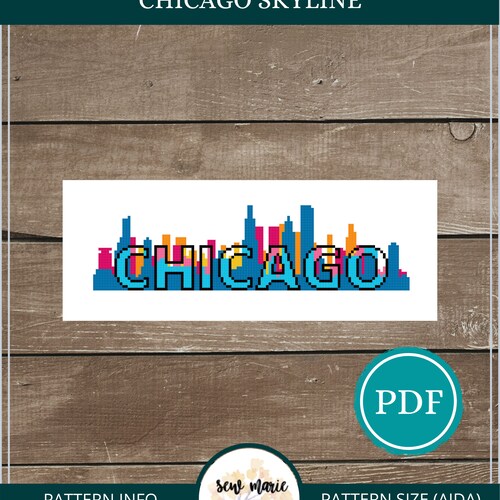 SKYLINE Cross Stitch Pattern PDF Chicago Art Embroidery Chart - Etsy