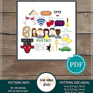 TV Show Cross Stitch Pattern, Fandom Sampler (Digital Download)