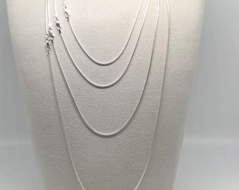 Sterling Silver Unseamed Snake Chain for Pendants, Italian Made 1.7 mm wide in 16, 18, 20, 24 or 30 inch lengths