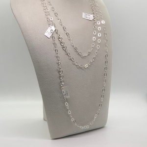 Charles Albert Sterling Sliver Flat Oval Link Chain, 7mm x 5mm link Chain in 18 or 20 inch lengths