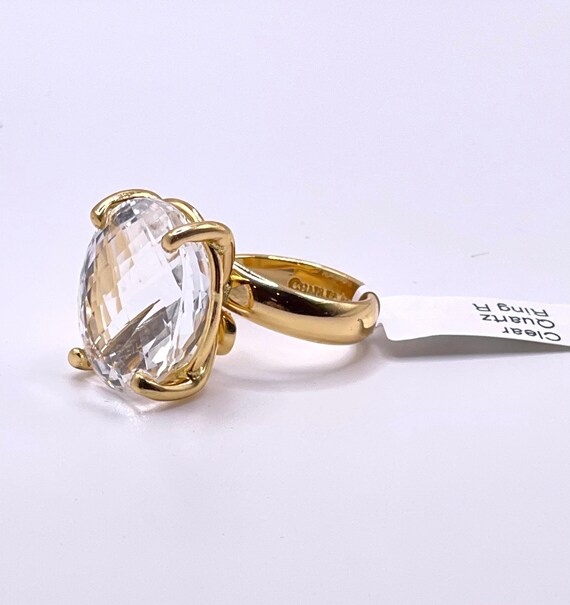 Charles Albert Natural Clear Quartz Oval Faceted Rose Cut Ring