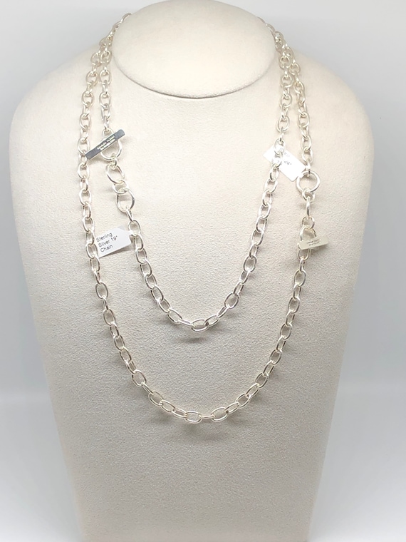 Charles Albert Handcrafted Fine Sterling Silver Cable Link Chain in 19 or 24 Inch Lengths Etsy UK