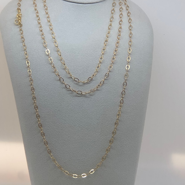 Charles Albert Gold Tone Flat Oval Link Base Metal Link Chain, 7mm x 5mm link Chain in 18, 20 or 30 inch lengths