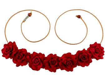 Grande Rose Chaud Orange Rose Fleur Guirlande Bandeau Cheveux Couronne Sugar Skull 4024 Grande Rose Chaud Orange Rose Fleur Guirlande Bandeau Cheveux Couronne Sugar Skull 4024