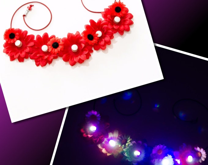 Red Daisy LED Flower Crown