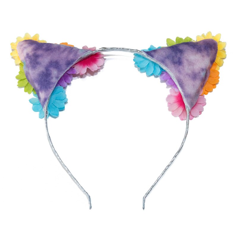 Pastel Rainbow Jewel Cat Ears Kitten Ears Flower Headband Etsy