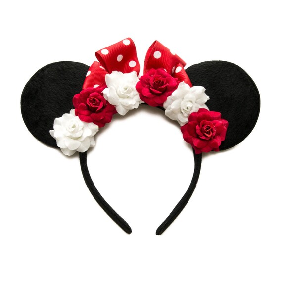 Red White Mouse Ears Mickey Ears Minnie Ears Bridal Minnie Etsy.