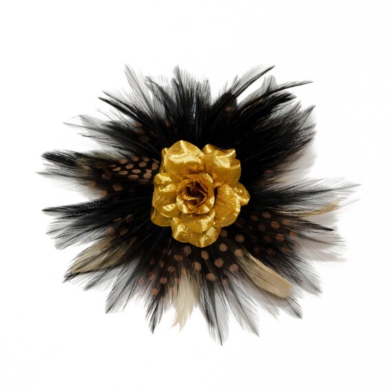Rose Flower Marabou Feather Crochet Headband Hair Clip!