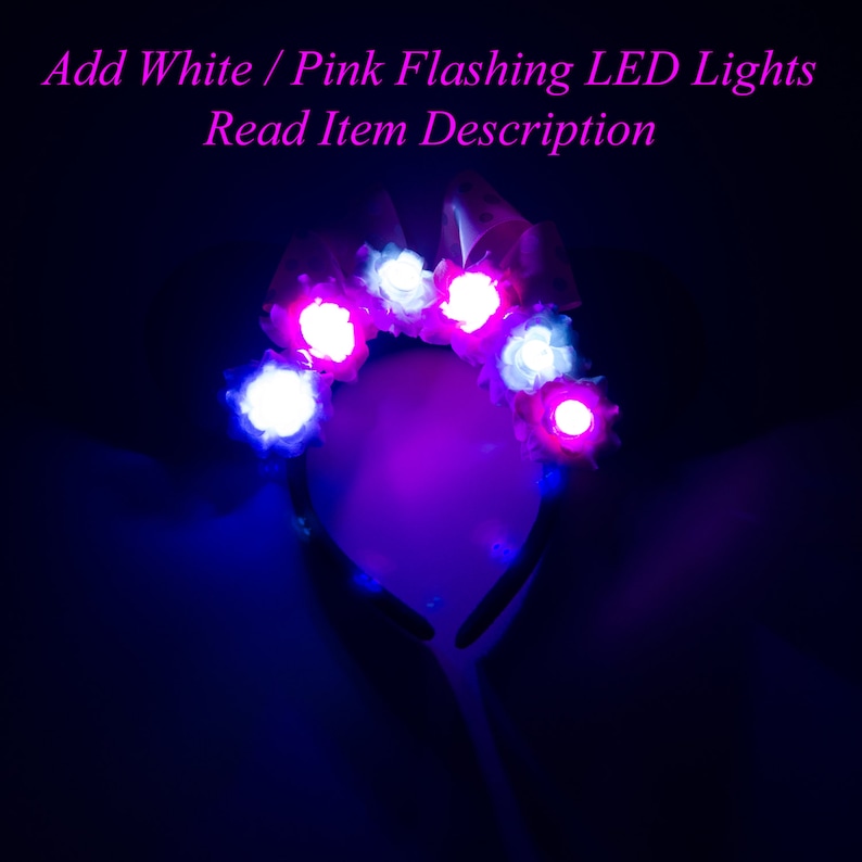 Flower Minnie Ears LED Minnie Ears Pink Black Mouse Ears Bridesmaid Minnie Ears Mickey Ears Wedding Minnie Ears Minnie Ears