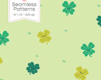 Shamrock Seamless Pattern, St Patricks Day Fabric Print (Digital Art File)