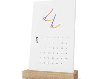Boobs Desk Calendar with Stand, Rainbow, Watercolor, Breasts, Boobies, Boobs, Feminism, Feminist