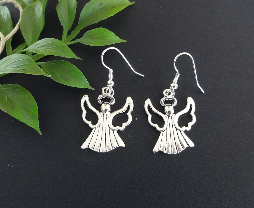 ANGEL EARRINGS on Stainless Steel Ear Hooks or Posts - Hypoallergenic ...