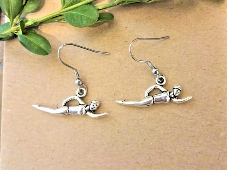 SWIMMER EARRINGS Swim Girl Earrings Stainless Steel Ear Etsy