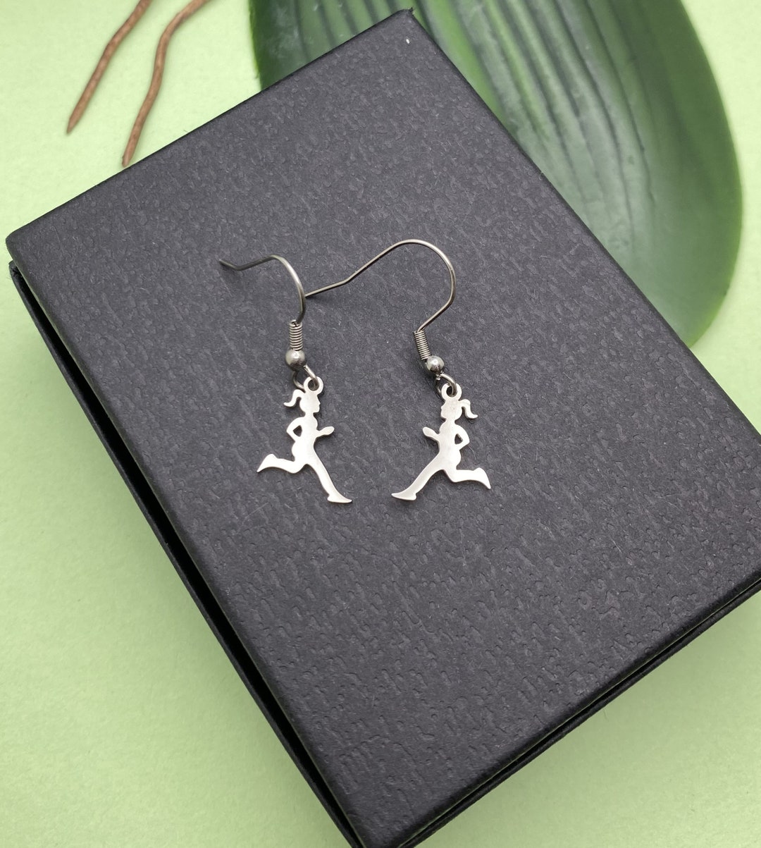 All Stainless Steel Shiny RUNNER EARRINGS on Stainless Earring Hooks or