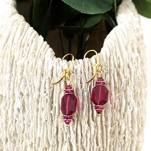 PINK SWAROVSKI crystal earrings on gold plated stainless steel lever backs, hooks or posts