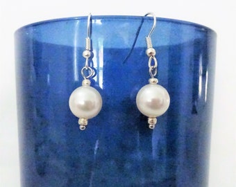SWAROVSKI PEARL earrings - 6mm, 8mm or 10mm pearls- stainless steel, hypoallergenic ear hooks or posts or gold plate on stainless steel